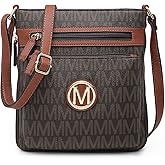 MARCO M KELLY Crossbody Bags for Women Travel Vegan Leather Multi Zip Pockets Crossbody Purses Trendy Monogram Shoulder Bags