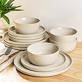 AmorArc Stoneware Dinnerware Sets,Round Reactive Glaze Ceramic Plates and Bowls Sets,Highly Scratch Resistant | Dishwasher & Microwave Safe,Service for 8 Dishes Set (24pc)