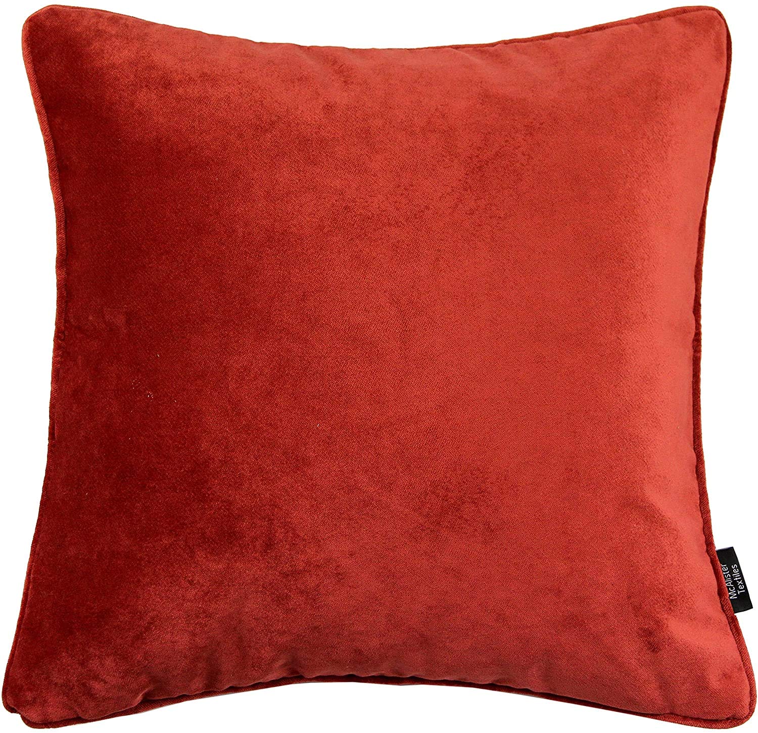 McAlister Textiles Matt Velvet Piped Cushion Covers - Rust Orange 43x43 Cm - 17x17 Inches - Plush Decorative Throw Pillows Machine Washable & Fade Resistant