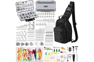 Sosation 482 Pcs Fishing Gear Equipment Kit, Backpack and Tackle Box with Tackle Included, Lures, Hooks, Sinkers Tools Accessories Kit Fishing Gifts for Men