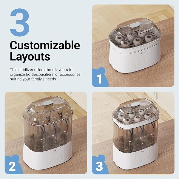 BEAR BOTTLE STERILIZER AND DRYER, 2 LAYERS LARGE ELECTRIC STEAM BABY BOTTLE STERILIZER, FAST BOTTLE SANITIZER AND DRYER FOR ALL BOTTLES & ACCESSORIES, TIME-SAVING DESIGN