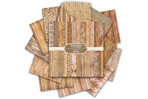 24 Pack Scrapbook Paper 12 × 12 Textured Patterned Paper, Vintage Double-Sided Decorative Craft Papers Scrapbooking Supplies 