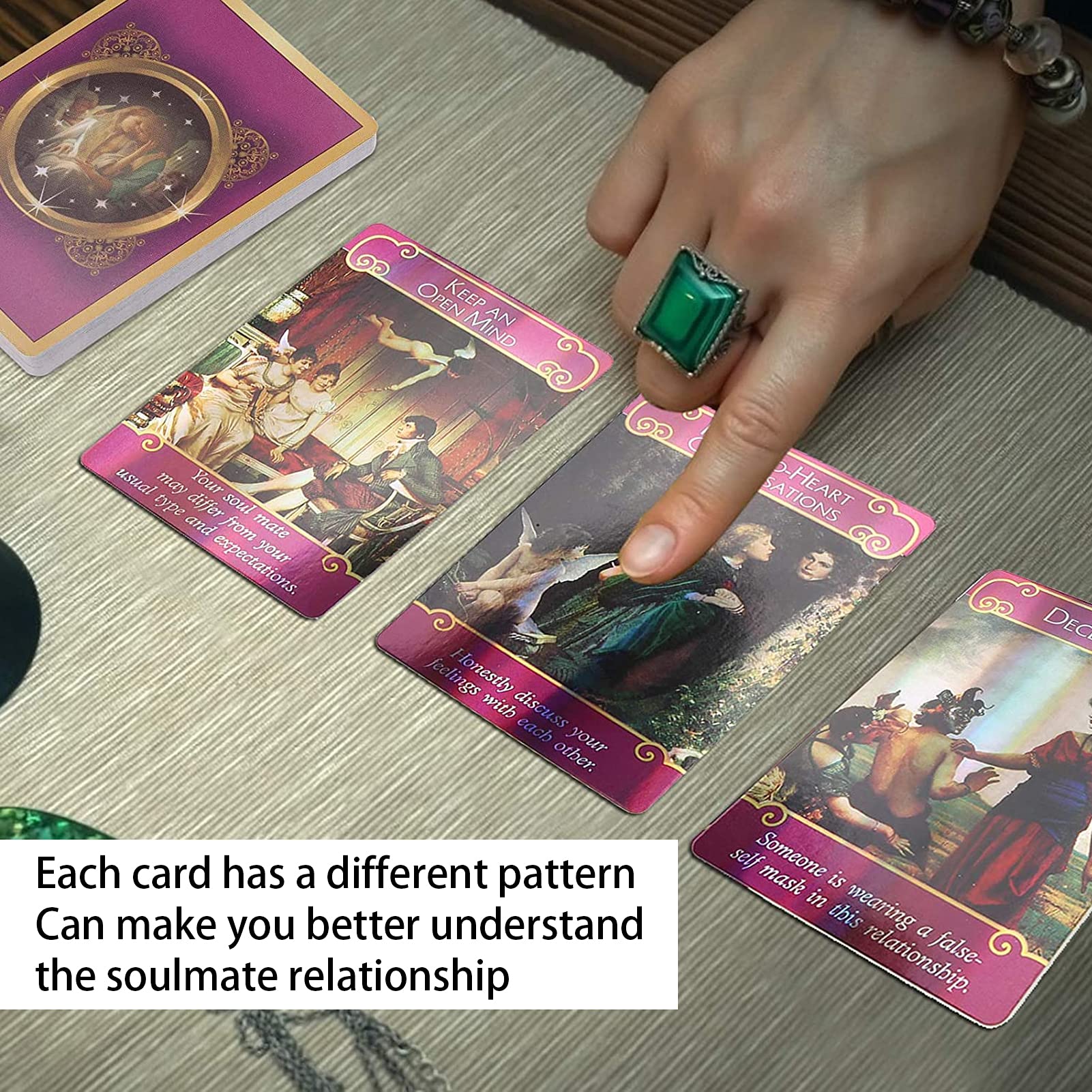 Yitengteng Romance Angel Hologram Tarot Cards Set with Bag, Oracle Cards Future Telling Tarot Card with Flash Effect, Fate Divination Card Party Table Game Gift for Beginners