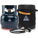 Ignik Refillable Gas Growler Deluxe 3.8-Pound Empty Propane Tank with Carry Case and Adapter Hose, Black Case/Blue Tank