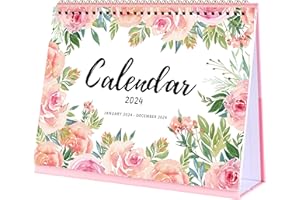 MAAIBOK 2024 Desk Calendar - Standing Flip Desktop Calendar 2024, January 2024 - December 2024, 16 Months Desktop Calendar, 9.8" x 8.3", Memoranda Lined Pages with Thick Paper, Strong Twin-Wire Binding