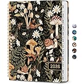 2026 Planner, Monthly and Weekly Calendar Planner for Women, Jan 2026 - Dec 2026, Hardcover Pretty 2026 Agenda Planner Book with Tabs, Spiral Bound, Perfect for School Office Home Supplies, 6.3" x 8.5" - Mushroom