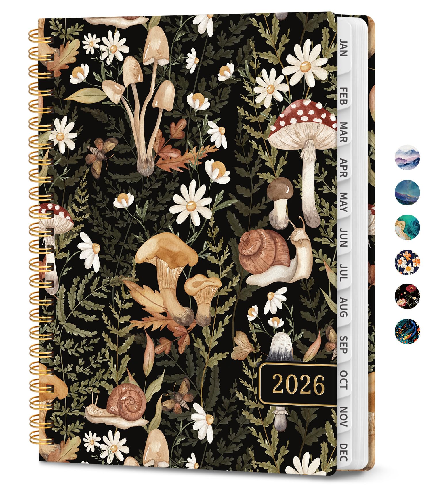 Photo 1 of 2026 Planner, Monthly and Weekly Calendar Planner for Women, January 2026 - December 2026, Hardcover Pretty 2026 Agenda Planner Book with Tabs, Spiral Bound, Perfect for School Office Home Supplies, 8.5" x 11" - Mushroom