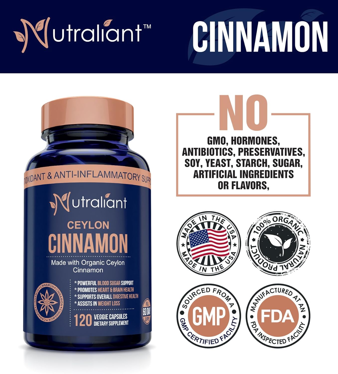 ORGANIC CEYLON CINNAMON CAPSULES Super Antioxidant & Anti