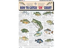 TIGHTLINES PUBLICATIONS Freshwater Fish Identification Chart #3 - Waterproof Quick Reference Fishing Guide - Species ID + Fishing Methods - Double-Sided & Easy to Read - Great Gift for Beginners