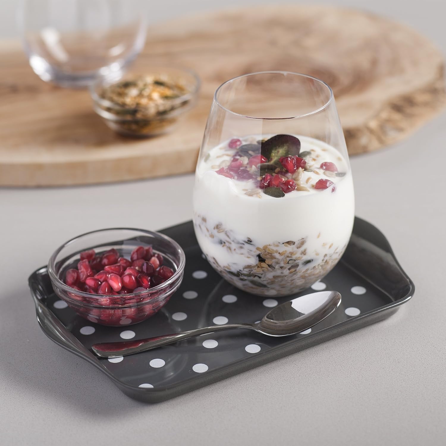 Zeal G200T Mini Serving Tray, Dotty Design 18cm x 14cm Dark Grey, 18 x 14 x 2 cm - Image 3