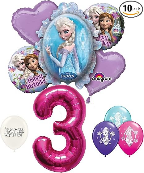 Amazon Com Pink Number 3rd Birthday Disney Frozen Anna And Elsa