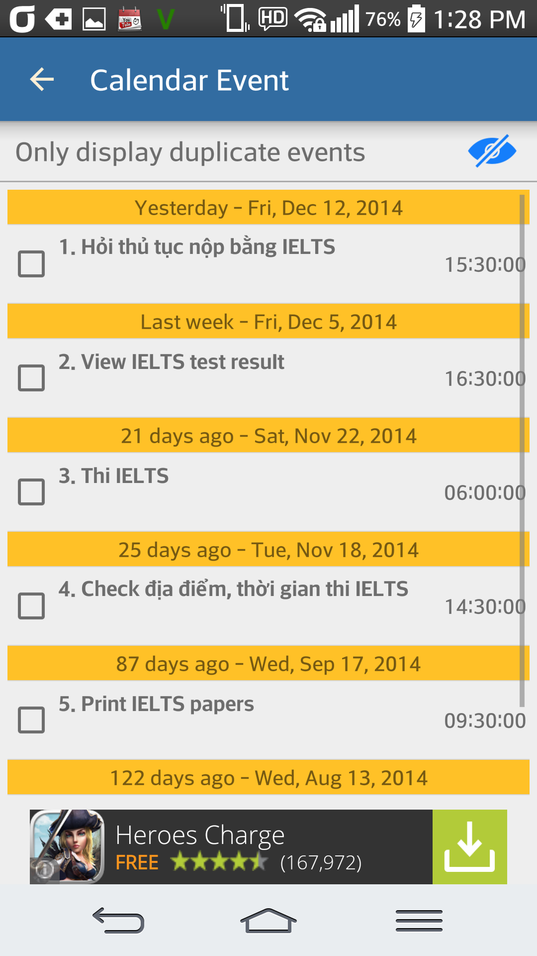 Delete Calendar for Android