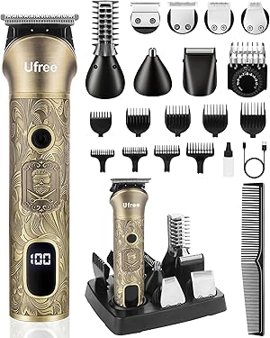 Ufree Haarschneidemaschine Profi Barttrimmer Haartrimmer Herren, 7 in 1 Bartschneider Haarschneider Rasierer Herren Elektrisch, Langhaarschneider Trimmer, Geburtstagsgeschenk für Männer