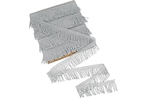 M METERXITY 12 Yards Curtain Fringes Fringe Trim, 2.2" Wide Polyester Fringe Boho Lace Sewing Fringe Trimming Tassel Fringe T