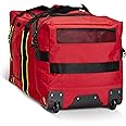 LINE2design Wheeled Firefighter Jumbo turnout Gear Bag with Reflective Trim, Front Pocket and Maltese Cross Logo - Red