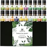 Essential Oils Set for Diffuser, Aromatherapy Oils 20 * 10 ml, 100% Organic Fragrance Oil Kit for Humidifier, Skin Care, Candle Making, Peppermint, Lavender, Eucalyptus, Jasmine, Ylang Ylang &amp; More