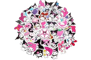 HANNA Kuromi and My Melody Stickers Pack| 50pcs Cute My Melody Kuromi Sanrio Stickers for Laptop Water Bottle Travel Case Phone Skateboard - Vinyl Waterproof Kawaii Stickers for Kids Adults Teens Girls