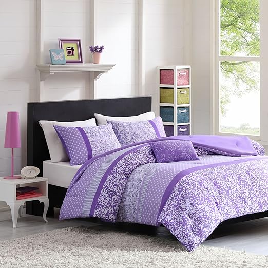 Amazon Com Mi Zone Riley Comforter Set Full Queen Size Purple