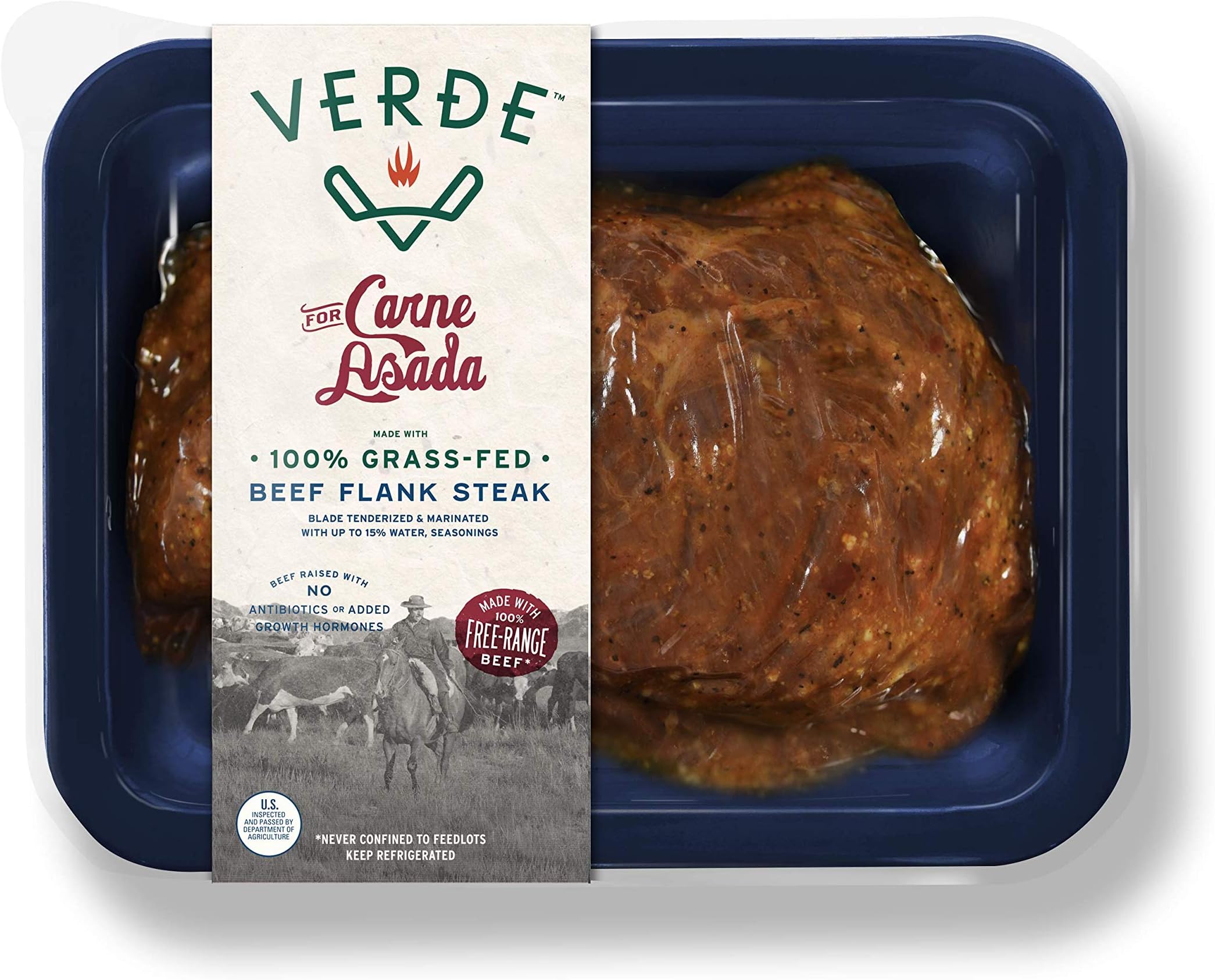 Verde Farms 100% Grass-fed Carne Asada Flank Steak, 1 lb