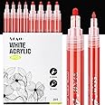 SFAIH Acrylic Red Paint Pens - 8 Pack 2-3MM Medium Tip & 0.7MM Extra Fine White Paint Marker for Rock Painting, Wood, Metal, Fabric, Canvas, Glass, Ceramic, Diy Crafts