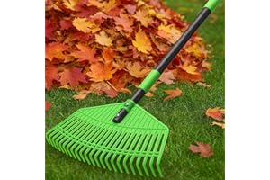 COGARDENSHOWER Plastic Leaf Rake - Upgraded Anti-Break Nylon Head,65" Adjustable Outdoor Yard Rakes for Leaves,Grass,Pine Needle,Mulch,Gentle On Lawn Garden - Lightweight for Women,Seniors & Kids,Childs