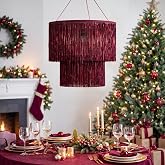Fumete 1 Pack Burgundy Tinsel Fringe Chandelier, 16