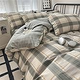 HighBuy Buffalo Plaid Comforter Set Full Size Green Khaki Grid Bedding Comforter Full Boho Gingham Checkered Bedding Set 3 Piece Lightweight Fluffy Comforter with 2 Pillowcases for Boys Men