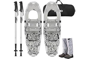 AMBIO 3 in 1 Snowshoes for Men Women Youth Kids, Light Weight Aluminum Snow Shoes with Trekking Poles and Carrying Tote Bag