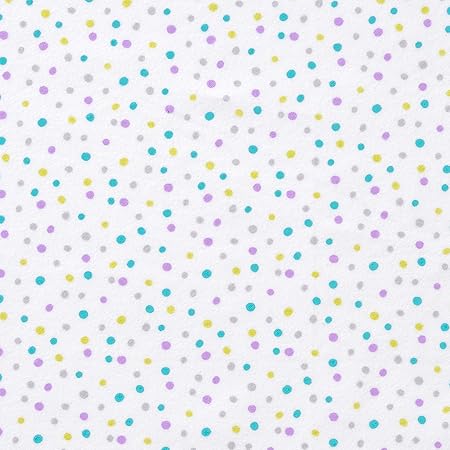 MIRABLAU DESIGN Stoffverkauf Bio Baumwolle Flanell GOTS Punkte lila blau gelb auf weiß (16-052M), 0,5m