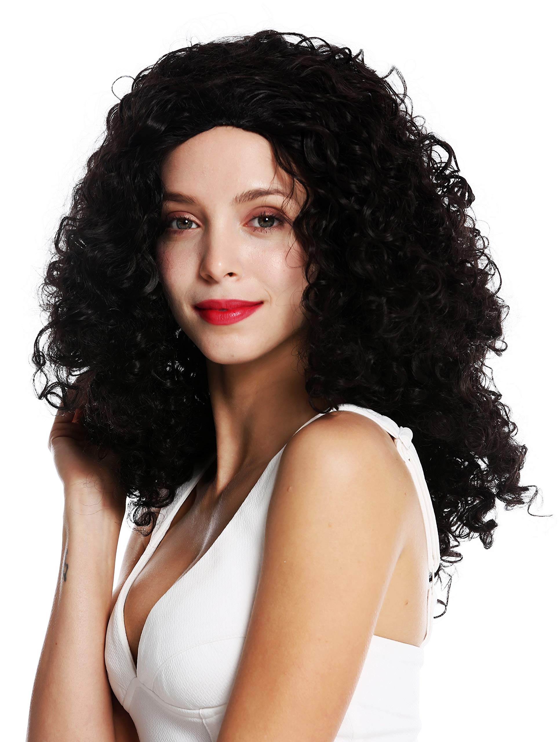 WIG ME UP - ZM-1577-4 women's quality wig super voluminous long thick curly curls parting dark brown