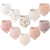 Baby Bibs For Drooling And Teething 8-Pack Muslin Baby Drool Bibs - Bandana Style Cotton Bibs For Boys & Girls Bandana Drool Bibs