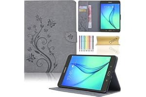 Dteck Embossed Butterfly Case for SM-T350 SM-T357 Tablet (Samsung Galaxy Tab A 8-Inch 2015 Released Model) - Synthetic Leathe