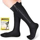 Ailaka Zipper Compression Socks Medical, 15-20 mmHg Knee High Compression Socks for Men Women, Close Toe Support Socks for Varicose Veins, Edema, Recovery, Pregnant, Nurse(Black, Medium)