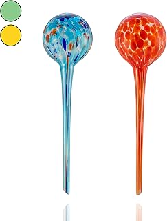 Amazy Bewässerungskugeln aus Glas (2er Set | Rot & Blau) – Handgefertigte Durstkugeln zur Bewässerung Ihrer Pflanzen im Urlaub (bis zu 14 Tage)