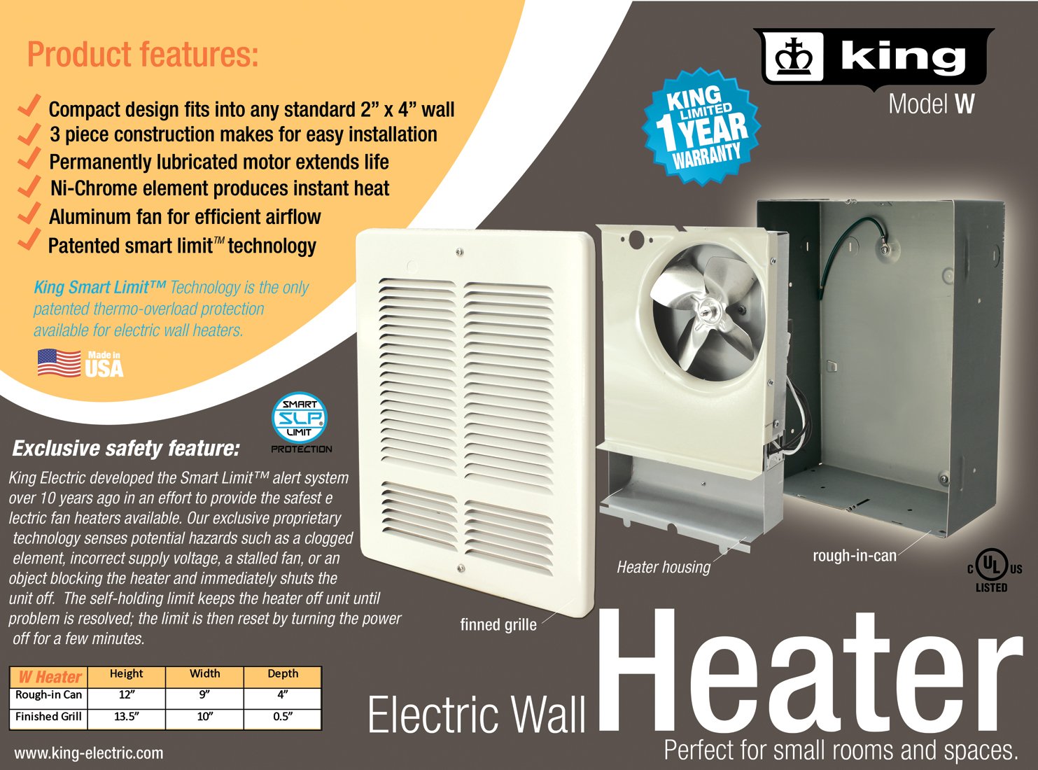 King Electric W2420W King W2420 240Volt 2000Watt Electric Wall