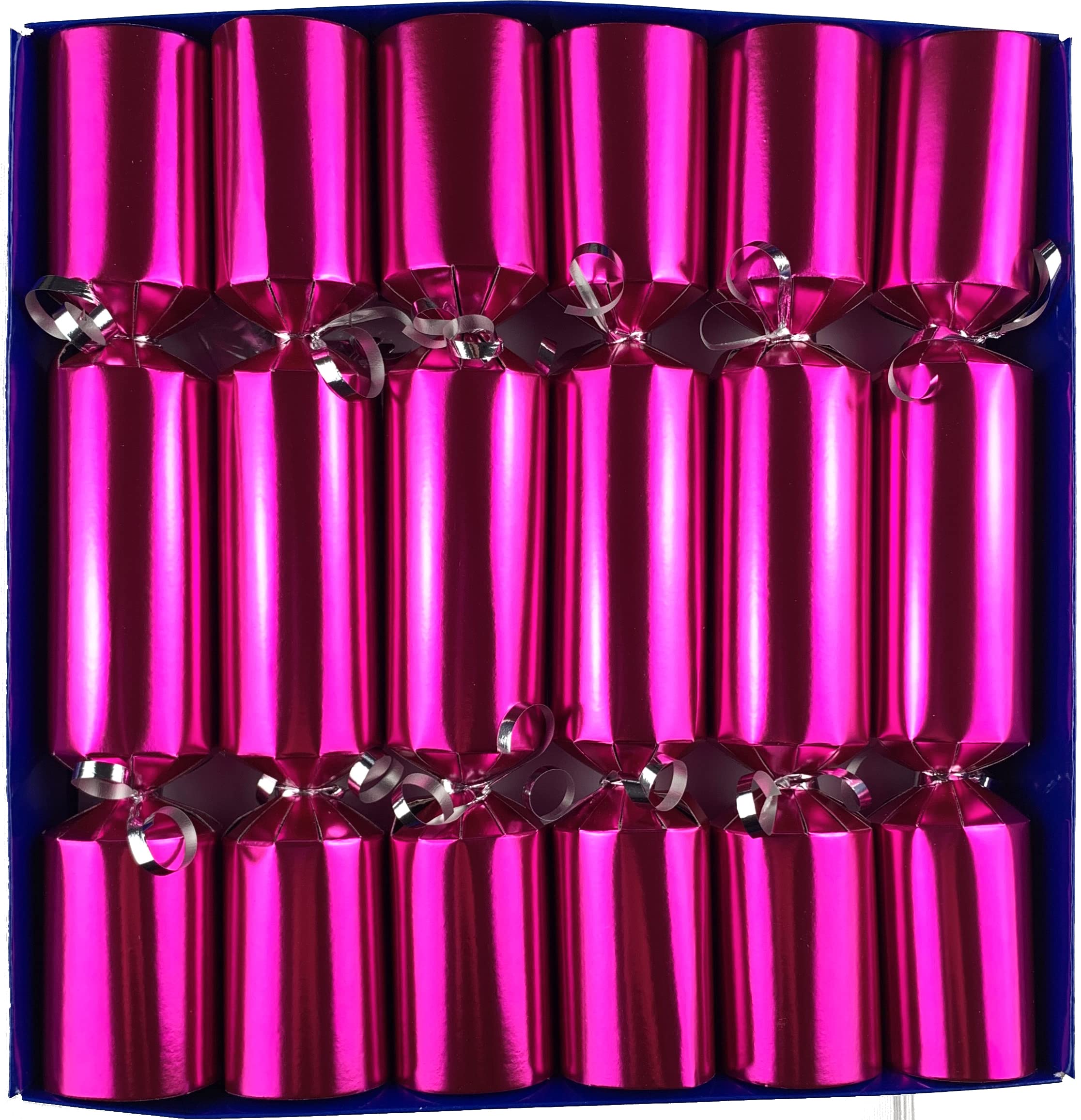 Crackers Ltd Fill Your Own Box of 12 Pink with Silver Trim and Tags