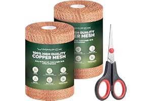 WMMIFCK 3rd Gen Copper Mesh Rodent Control Kit, 100% Pure Copper Wool for Slugs Snail Pest Bird Mice Rat Control, 2 Rolls Mesh Roll Wrap Wire with Scissors