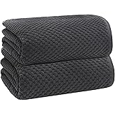 COTTON CRAFT Waffle Bath Sheets - Set of 2 Luxury Euro Spa Waffle Weave Bath Sheet Towels - 100% Ringspun Cotton Bath Sheet - Absorbent Quick Dry Bath Towel Sheet - Oversized 35 inch x 70 inch - Grey