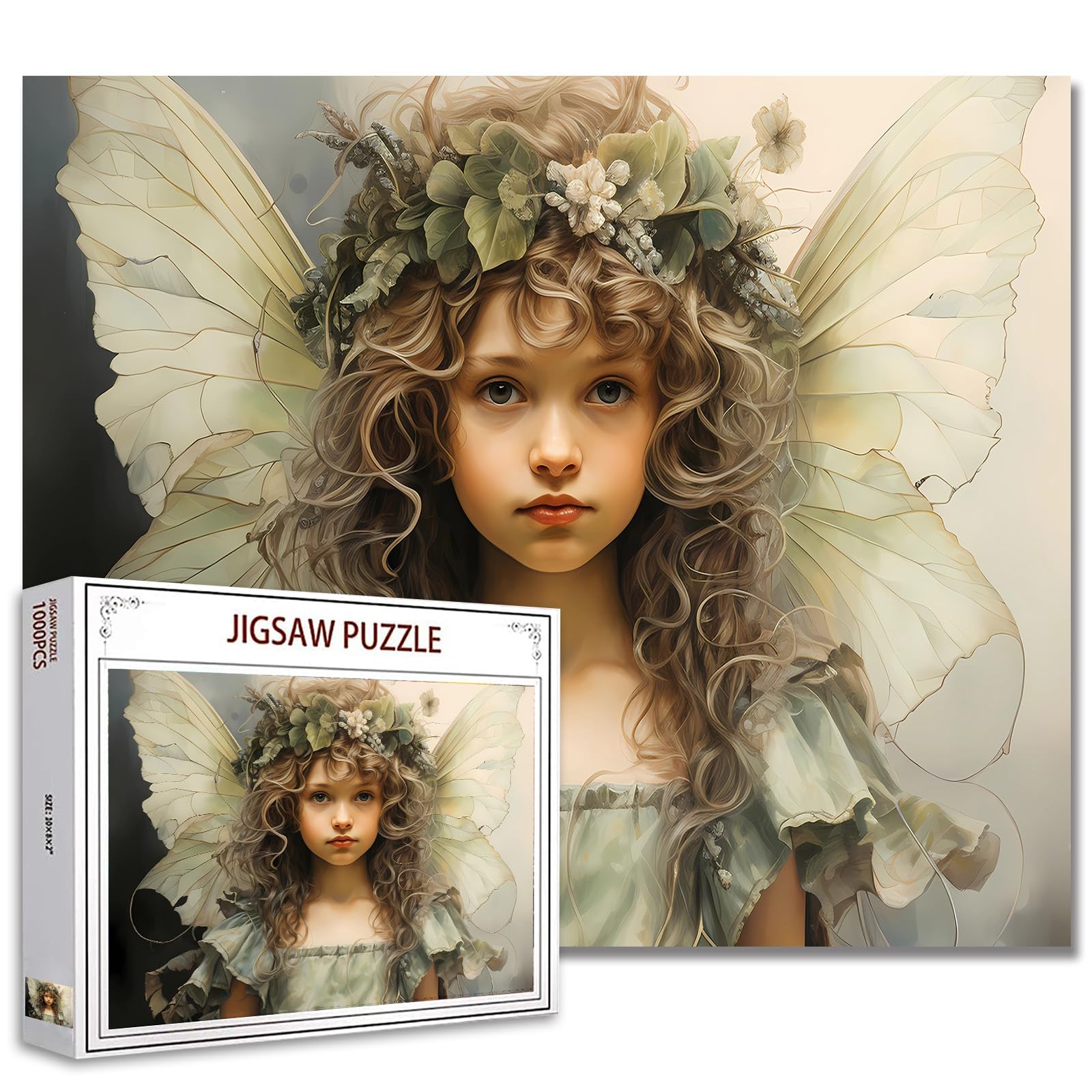 1000 Piece Jigsaw Puzzles for Adults Little Girl Angel Painting Jigsaw Puzzle Girl with Wreath Puzzles for Challenging Family Activity Game Girl Flowers Art DIY Puzzle Wall Decor Cute Gifts (Colorful) โ image 1