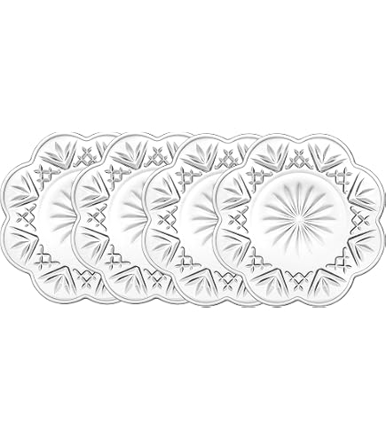 JHNIF 4-Piece Glass Snack Plates Set - 5-Inch Flower Embossed Dessert & Appetizer Plates