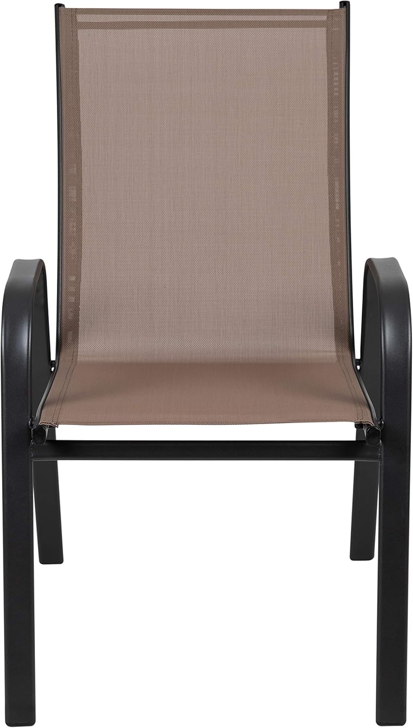 Flash Furniture 5 Pack Brazos Series Brown Outdoor Stack Chair with Flex Comfort Material and Metal Frame : Garden & Outdoor