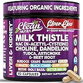 Clean Nutra Organic Milk Thistle Supplement | Liver Cleanse Detox & Repair + NAC Choline Dandelion Root TUDCA Artichoke Beet Root Burdock Holy Basil Kidney & Liver Support 90 Vegan Capsules