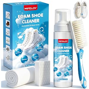 Mifeloy Shoe Cleaner 8.12 oz (240ml) – Sneaker Cleaner Foam for White Shoes, Tennis Shoes & More, Remove Dirt & Stains, Compl