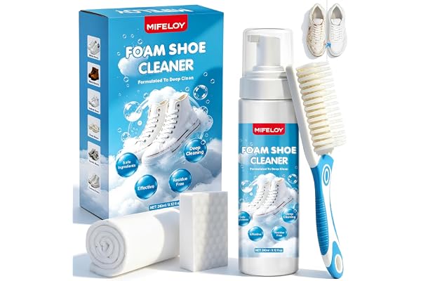 Shoe Cleaner 8.12 oz (240ml) – Sneaker Cleaner Foam for White Shoes, Tennis Shoes & More, Remove Dirt & Stains, Complete Kit