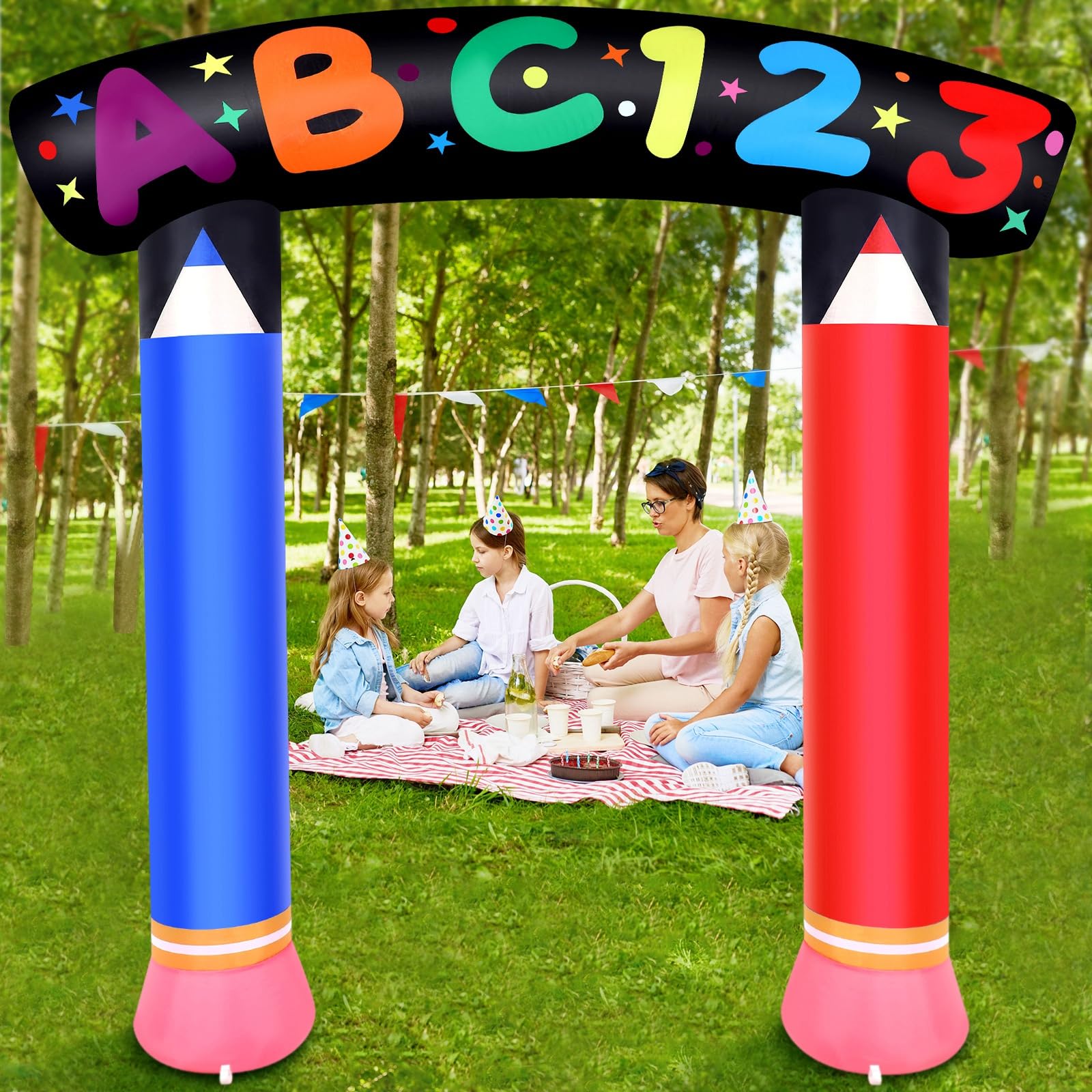 Photo 1 of Gemscream 6.83 ft Welcome to Kindergarten Arch First Day of Preschool Decorations 2025 Colorful Inflatable Arch with Blower and Built-in LEDs for School Opening Indoor, Outdoor, Lawn, Garden Decor