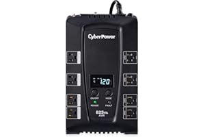 CyberPower CP825AVRLCD Intelligent LCD UPS System, 825VA/450W, 8 Outlets, AVR, Compact