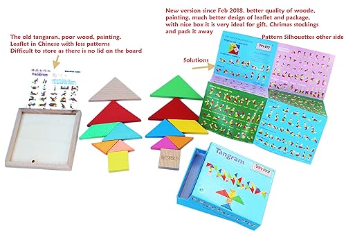 Pattern Blocks 155 PCS Wooden , Classic Educational Montessori ...
