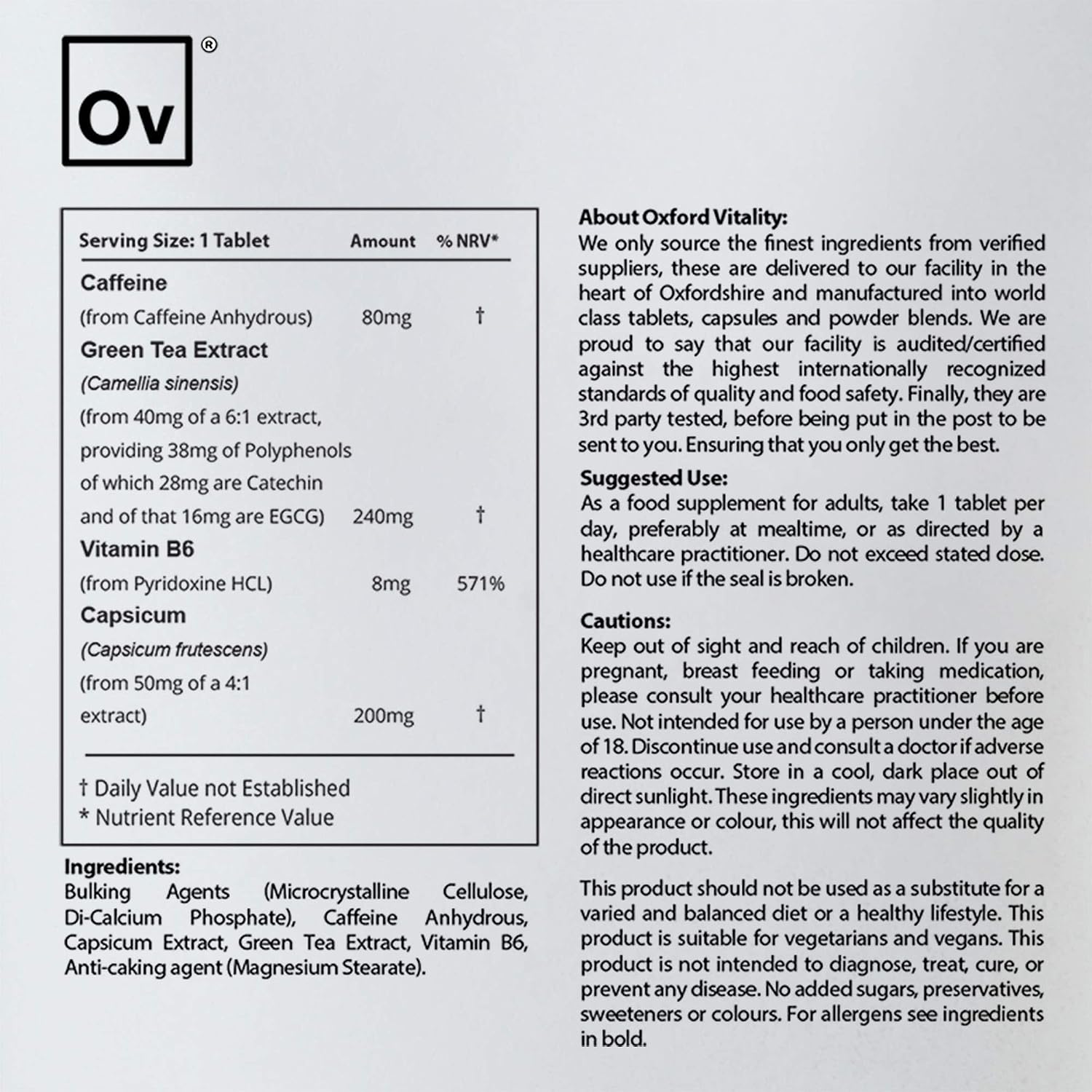 OV Oxford Vitality Thermogenic Stack + Capsicum (120), 120 count (Pack of 1) - Image 5