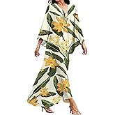 MAKABO Kaftan Dresses for Women, V Neck Moo Moos Colorful Print Cover Ups Caftan Beach Dresses for Swimwear