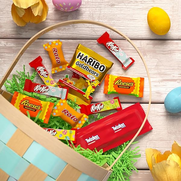 REESE’S, TWIZZLERS, ROLO, HARIBO, AND KIT KAT ASSORTED FLAVORED CANDY BULK BAG, EASTER CANDY, EASTER BASKET FILLERS, 31.5 OZ (110 PIECES)